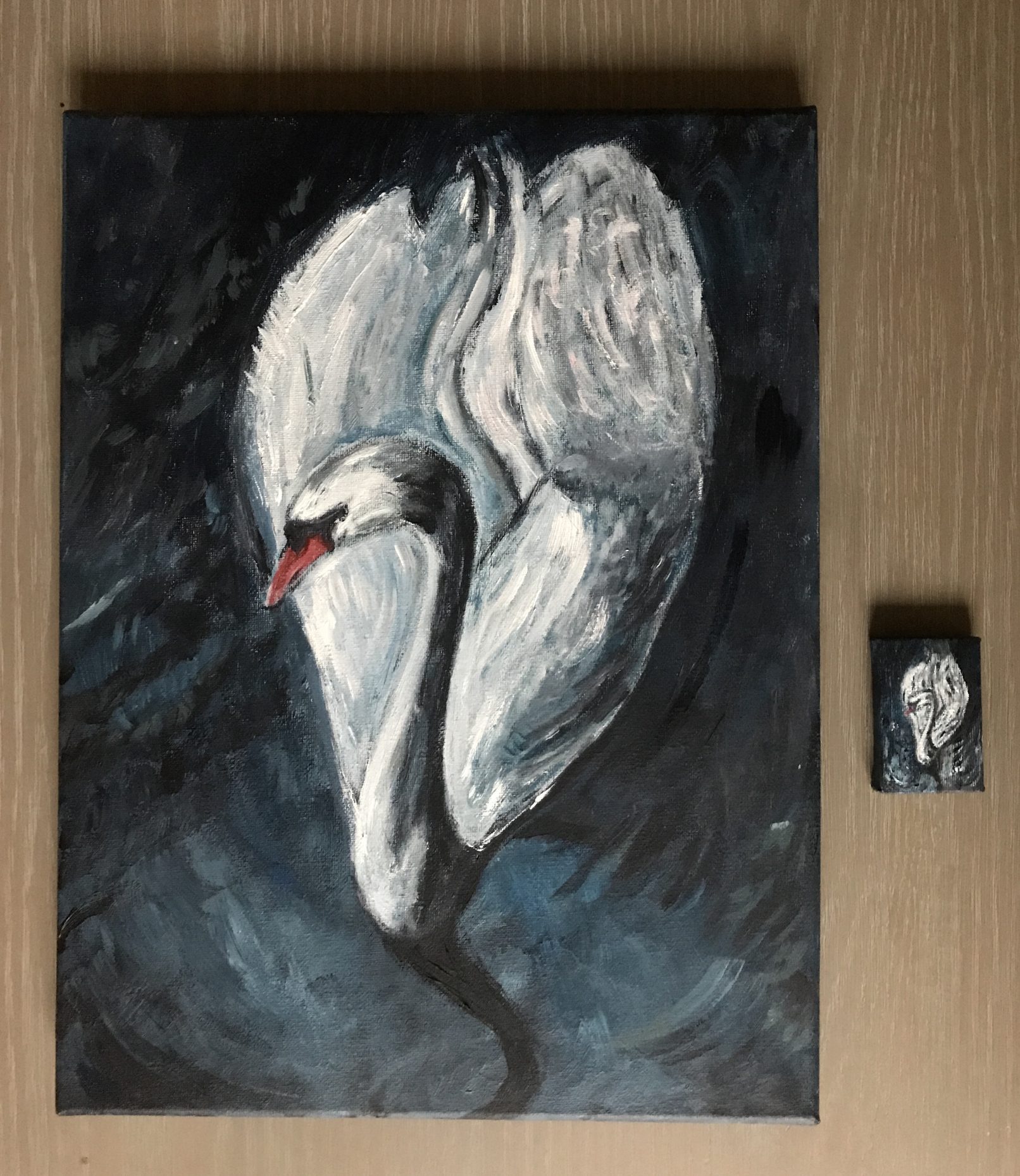 Saskia Stapel painting swan duo