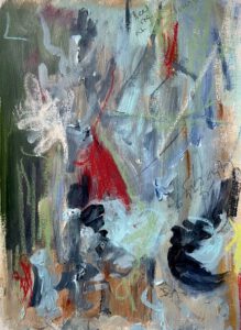 Saskia Stapel abstract schilderij painting blauw groen rood wit blue white red green