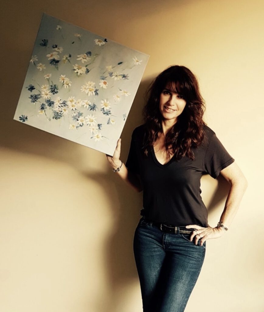 woman daisy painting vrouw met schilderij madeliefjes Saskia Stapel